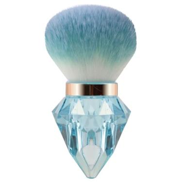 Imagem de Pincéis de maquiagem luxuosos diamantes feitos à mão pincel de blush em pó (azul)