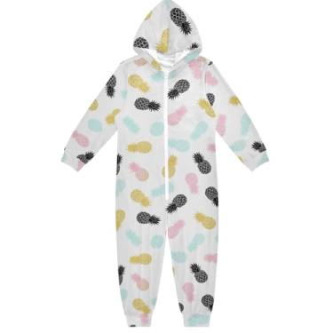 Imagem de Macacão infantil colorido abacaxi, moletom macio com capuz para meninas e meninos de 5 a 6 anos, Abacaxis coloridos, 9-11 Years