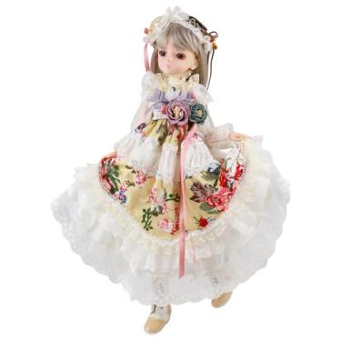 Imagem de Proudoll 1/4 BJD Doll - 45cm Gray Straight Hair, Vintage Princess Dress & 23 Joints for BJD Collectors