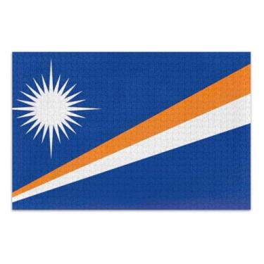 Imagem de Marshall Islands Flag Adult Puzzles, 500 Piece Puzzles for Adults, Interlock Perfectly, Home Decor Gift Party for Men Women