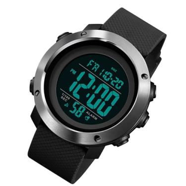 Imagem de ZJchao 1426 Movimento Digital Masculino Relógio 5ATM à Prova D'água EL Retroiluminação Relógio de Pulso Esportivo Ao Ar Livre Semana Mês Alarme Contagem Regressiva Cronômetro de (Preto e branco)