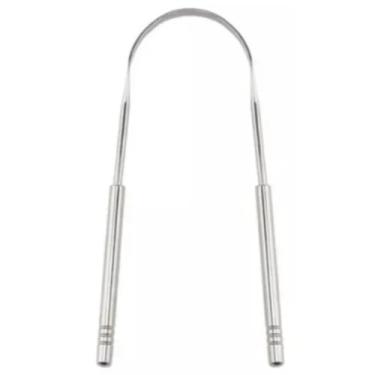 Imagem de Raspador de Língua de Aço Inox Premium, Limpador Bucal para Higiene Oral, Remove Saburra e Bactérias