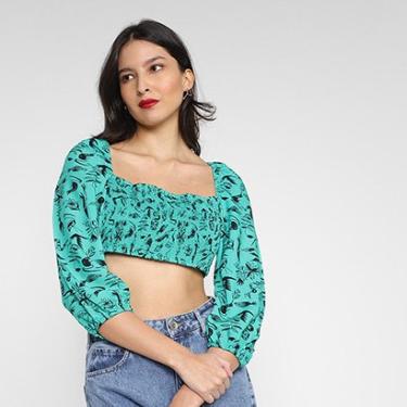 Imagem de Blusa Cropped Animale Estampado Abertura Costas Feminina-Feminino