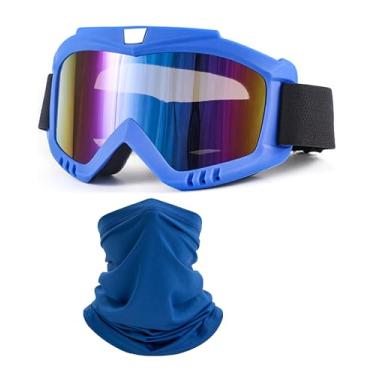 Imagem de immoono Óculos de bicicleta suja com máscara facial, óculos de motocicleta ATV motocross esqui capacete de corrida, lentes coloridas de armação azul