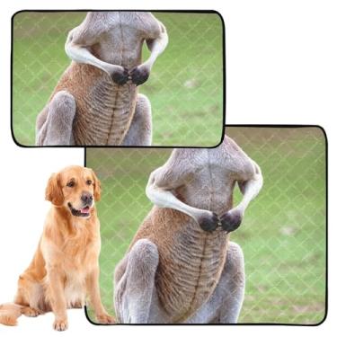 Imagem de TSENQUE Kangaroo Boxing Almofadas de xixi laváveis para animais de estimação, reutilizáveis, à prova d'água, tapete de cercadinho para cães, médio + grande, conjunto de 2