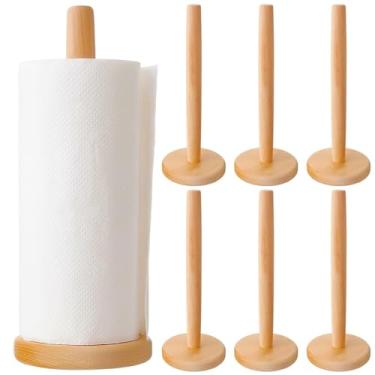 Imagem de LemonRoad Suporte de papel toalha de madeira, 6 peças, suporte de papel de cozinha, cabideiro, suporte de rolo de toalha de banheiro, organizador de rolo de papel para cozinha, sala de estar, banheiro