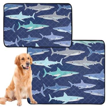 Imagem de Almofadas de desenho animado azul escuro lavável para animais de estimação almofada reutilizável para gatos tapete de gaiola de cachorro fofo à prova d'água absorvente cães treinamento penico, médio +