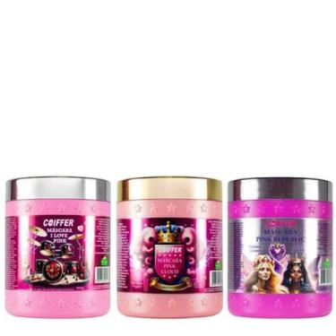 Imagem de Cronograma Capilar pink Coiffer 3 produtos linha pink
