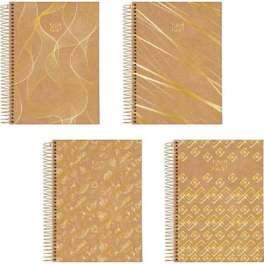 Imagem de Caderno 10X1 Capa Dura KRAFT GOLD 160 Folhas - Pacote com 04 - Jandaia