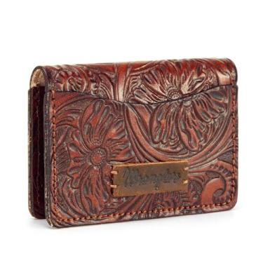 Imagem de Bolsa de moedas Wrangler para homens e mulheres, pequena bolsa de couro para dinheiro, carteira Western Card, Estojo de cartão vintage marrom claro