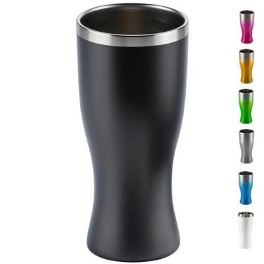 Imagem de Copo Térmico Cerveja Inox 450 ml - Gelada 4 horas, Parede Dupla Isolamento, Base Emborrachada (Preto)