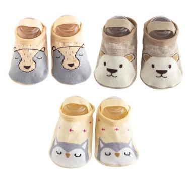Imagem de Kit 3 Meias Sapatilhas Antiderrapante Pietra Baby Infantil Unissex Alg