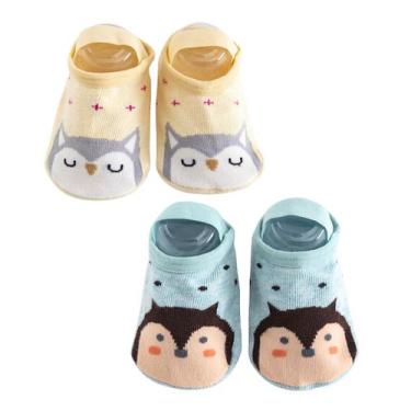 Imagem de Kit 2 Meias Sapatilhas Antiderrapante Pietra Baby Infantil Unissex Alg