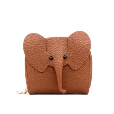 Imagem de Carteira feminina de couro genuíno com dobra dupla/tripla - Suporte minimalista para cartão de crédito com bloqueio de RFID e bolso para moedas, Marrom, Casual