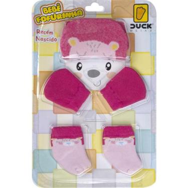 Imagem de Kit Meias Luvas e Touca Bebê Recém-Nascido Menina Fofurinha Maternidad