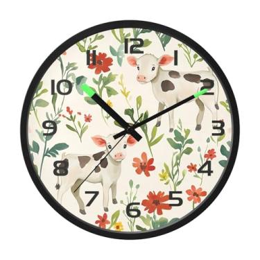 Imagem de CEBUGI Relógio de parede com luz noturna de 30,5 cm que brilha no escuro com sensor de voz, lindos relógios de parede para bezerros, operados por bateria para decoração de quarto e sala de estar