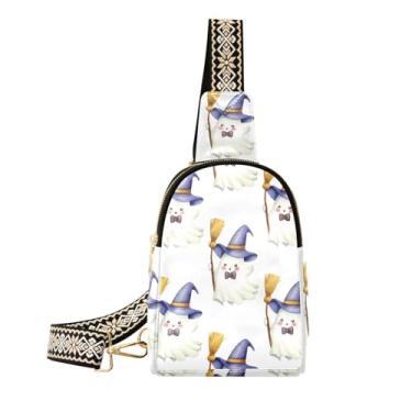 Imagem de CEBUGI Bolsa tiracolo feminina de couro com elementos de Halloween para caminhadas, viagens ao ar livre