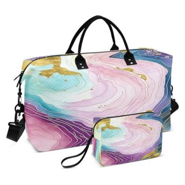 Imagem de CEBUGI Bolsa feminina acolchoada com fundo abstrato grande, bolsa de viagem de fim de semana, bolsas hospitalares para trabalho de parto e parto