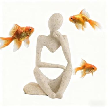 Imagem de Civore Decorações de aquário de peixes, estátua minimalista de arenito, decoração de aquário abstrata de resina e decoração de casa, pequeno acessório para betta, ciclídeo, peixinho dourado, camarões