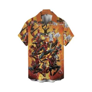 Imagem de Camisa Casual De Manga Curta Com Estampa 3D Do Homem-Aranha Para Homen