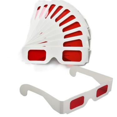 Imagem de 20 peças de óculos 3D vermelhos de papel vermelho-vermelho óculos de filme 3D revelação secreta lentes vermelhas 3D óculos decodificadores de visualização 3D