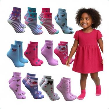 Imagem de Kit 6 Pares De Meia Infantil Feminina Meninas Poliéster - Nice Cotton,