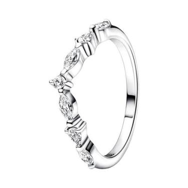 Imagem de Anel Feminino Em Prata Esterlina 925 Com Ouro Rosa E Pedra Em Forma De