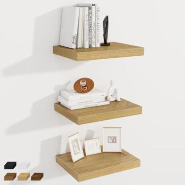 Imagem de Fun Memories Prateleiras flutuantes profundas de 30,5 cm, prateleiras de parede de madeira, 40,6 x 30,5 cm, prateleira de armazenamento rústica extra mais profunda e mais espessa para lareira, sala de