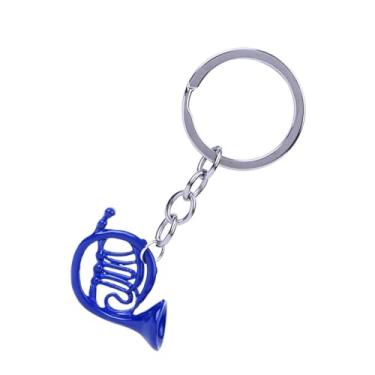 Imagem de Generic Mini Chifre Chaveiro Aparência Vívida Requintado Caixa de Presente Saco Chaveiro Charme Pingente Durável para Decorações de Bolsa Metal Azul 3 X 2,5 Cm (Trompa Azul)