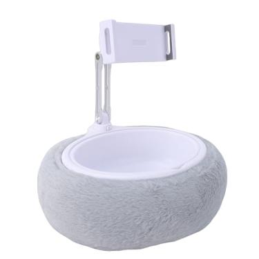 Imagem de Jiawu Suporte para Travesseiro para Tablet, Suporte para Tablet Ajustável Com Tigela de Lanche Removível, Clipe Giratório de 360°, para Leitura e Relaxamento (Tigela única cinza claro (5-8,7