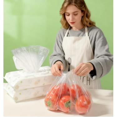 Imagem de Sacos descartáveis de frescor com design de colete sem rasgos 150 peças para armazenamento de alimentos, embalagem de produtos, viagem em casa, 150 peças