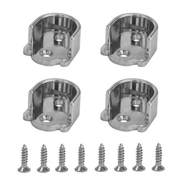 Imagem de STFRBTH 4 peças de suportes de haste de armário de 25 mm/2,5 cm, suportes de extremidade de poste de guarda-roupa para trilho suspenso, soquete de varão de cortina de chuveiro