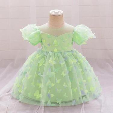 Imagem de Vestido De Princesa Com Estampa De Borboleta Rosa Para Meninas Bebês, 