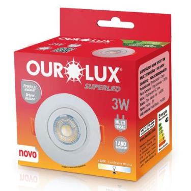 Imagem de Spot Redondo Embutir Led 03 Watts Bivolt 4000K Branco Neutro OUROLUX