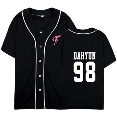 Imagem de FUJUTANG Camiseta de beisebol Kpop Twice Tzuyu Mina Momo Sana Dahyun Chaeyoung, gola V, Hip-Hop