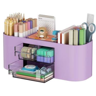 Imagem de Organizador de Escritorio Porta Bolígrafo Marbrasse con 3 Cajones Mora