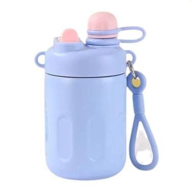 Imagem de Garrafa Térmica 500ml em Aço Inoxidável 304 com Alça e Tampa Protetora – Para Adultos e Crianças (Azul)