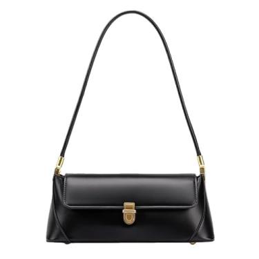 Imagem de Eiyye Bolsa de ombro preta feminina pequena bolsa de couro vintage bolsa pequena Hobo bolsa clutch, Preto, Small