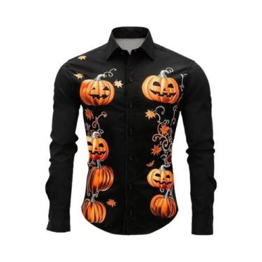 Imagem de Camisa Masculina Amarela De Manga Longa Com Botões Para Festa De Hallo