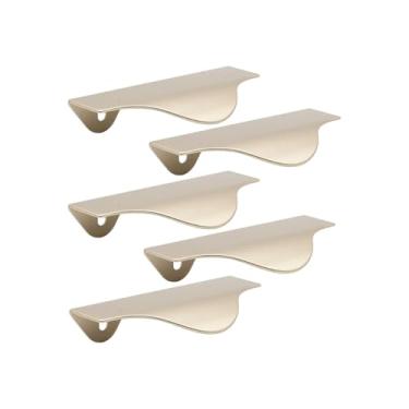 Imagem de Puxadores de Móvel Gaveta Armário Slim Dourado 64mm Conjunto de 5 (Dourado Fosco)