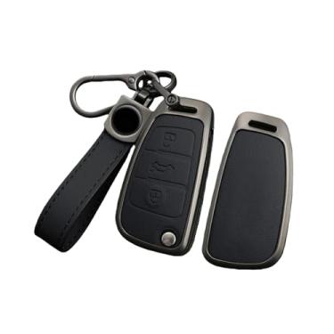 Imagem de Liga de zinco caso chave do carro protetor de controle remoto chaveiro acessórios compatíveis com audi tt ttrs 8j 8n 8s mk1 mk2 mk3 s linha logotipo personalizado(A-black keyring)