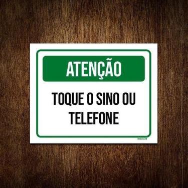 Imagem de Kit 3 Placa Sinalização - Atenção Toque Sino Ou Telefone - Sinalizo