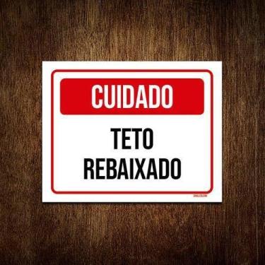 Imagem de Kit 5 Placas Sinalização Cuidado Teto Rebaixado - Sinalizo.Com