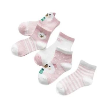 Imagem de Meias Infantis Para Bebês, 5 Pares, Malha De Algodão, Recém-nascidos, 