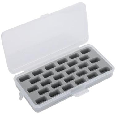 Imagem de Chiffonade Caixa organizadora de bobina de plástico transparente com 28 compartimentos para armazenamento de carretel de linha com capas individuais para acessórios de máquina de costura