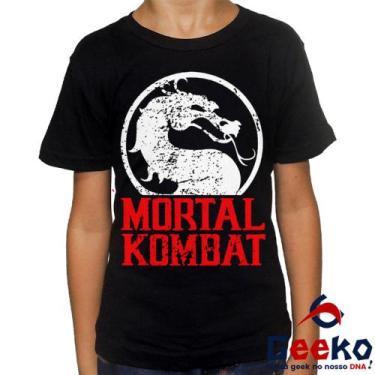 Imagem de Camiseta Infantil Mortal Kombat 100% Algodão Geeko, Preto, 14