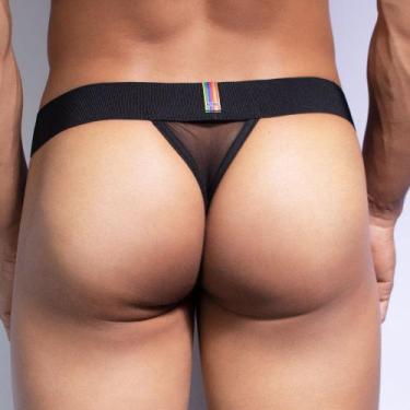 Imagem de Cueca Fio Dental Transparente - ARCO-ÍRIS, Preto, M