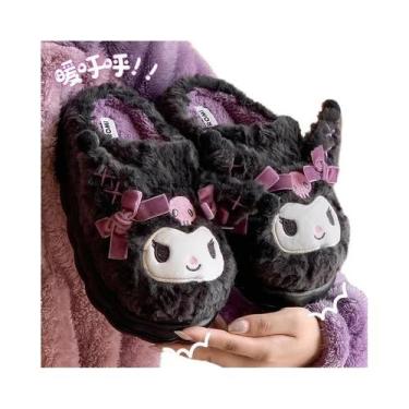 Imagem de Chinelos Infantis De Inverno Com Desenho De Kuromi, Quentes E Antiderr