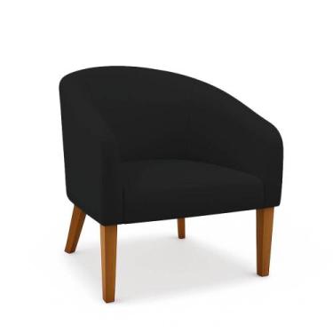 Imagem de Poltrona Sala Decorativa Stella Pé Madeira Trapézio Castanho Suede D03