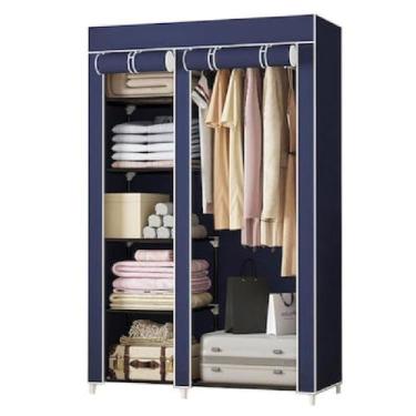 Imagem de GUARDA ROUPA MODULAR QUARTO CLOSET ARARA ORGANIZADOR CASACO CAMISETA SAPATOS OBJETOS LUXO PORTA ZIPER AZUL